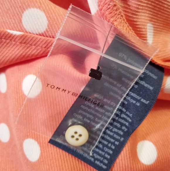 Tommy Hilfiger Coral And White Polka Dot Shirt Dress Size 10 NWT - Picture 8 of 9